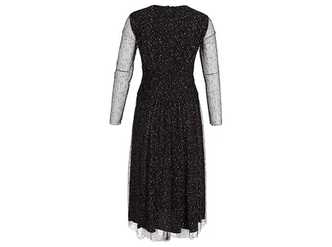 Vestido midi de manga transparente Escada en poliéster negro 