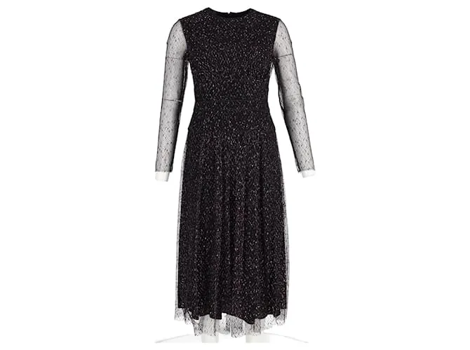 Vestido midi de manga transparente Escada en poliéster negro 