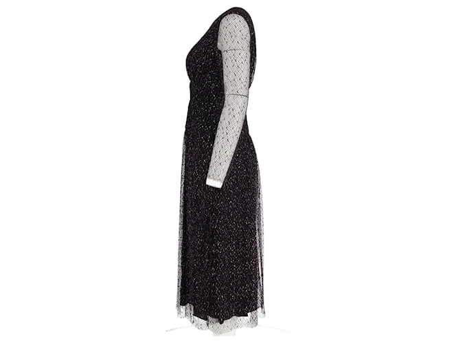 Vestido midi de manga transparente Escada en poliéster negro 
