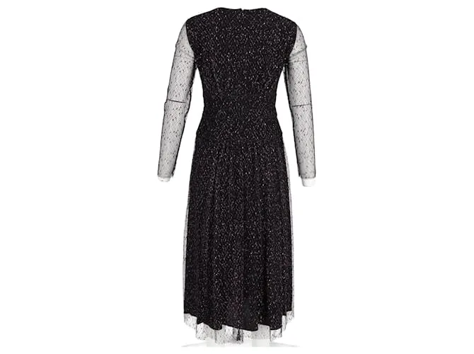 Vestido midi de manga transparente Escada en poliéster negro 