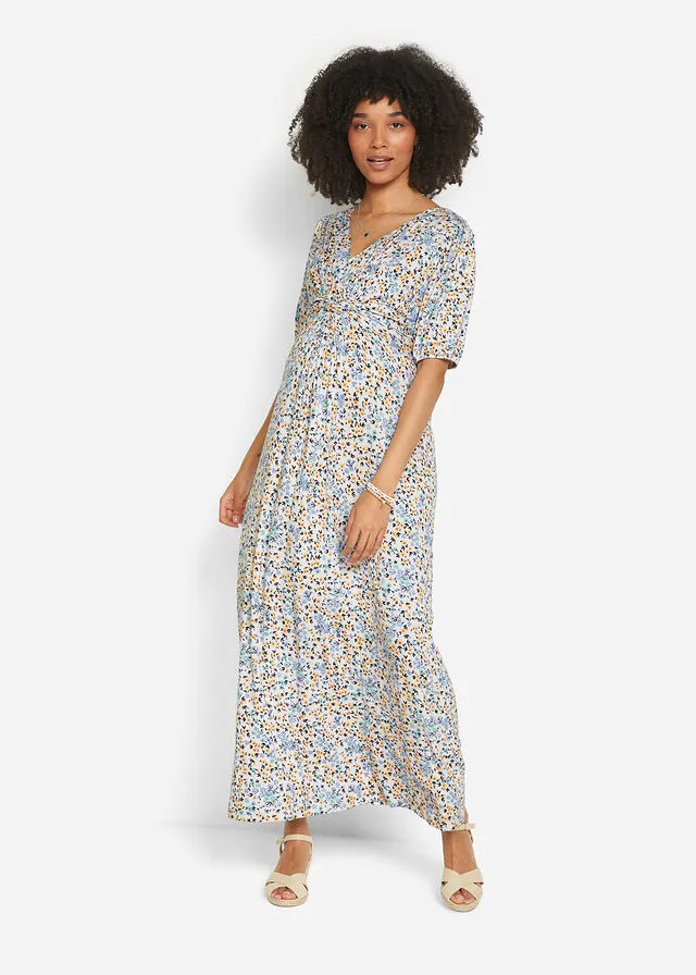 Vestido premamá/de lactancia con viscosa sostenible Azul de flores