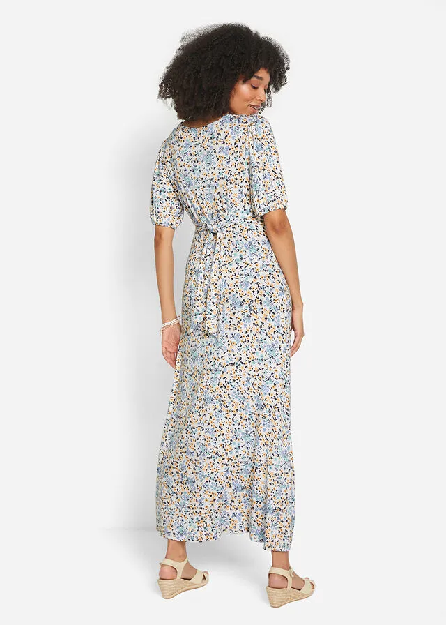 Vestido premamá/de lactancia con viscosa sostenible Azul de flores