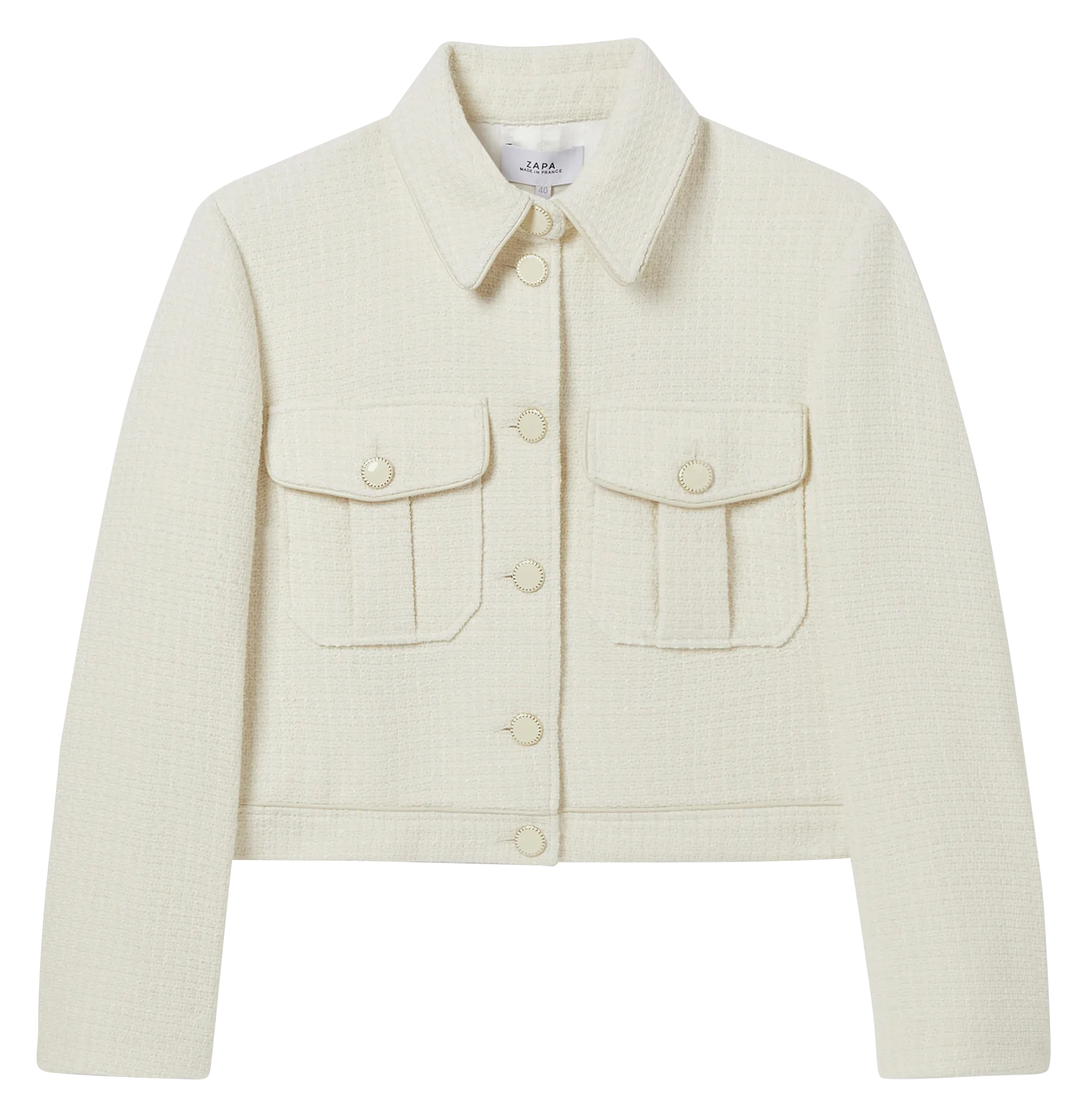 VIENNE  CHAQUETA DE TWEED DE MEZCLA DE ALGODóN CON CUELLO CLáSICO EN BLANCO