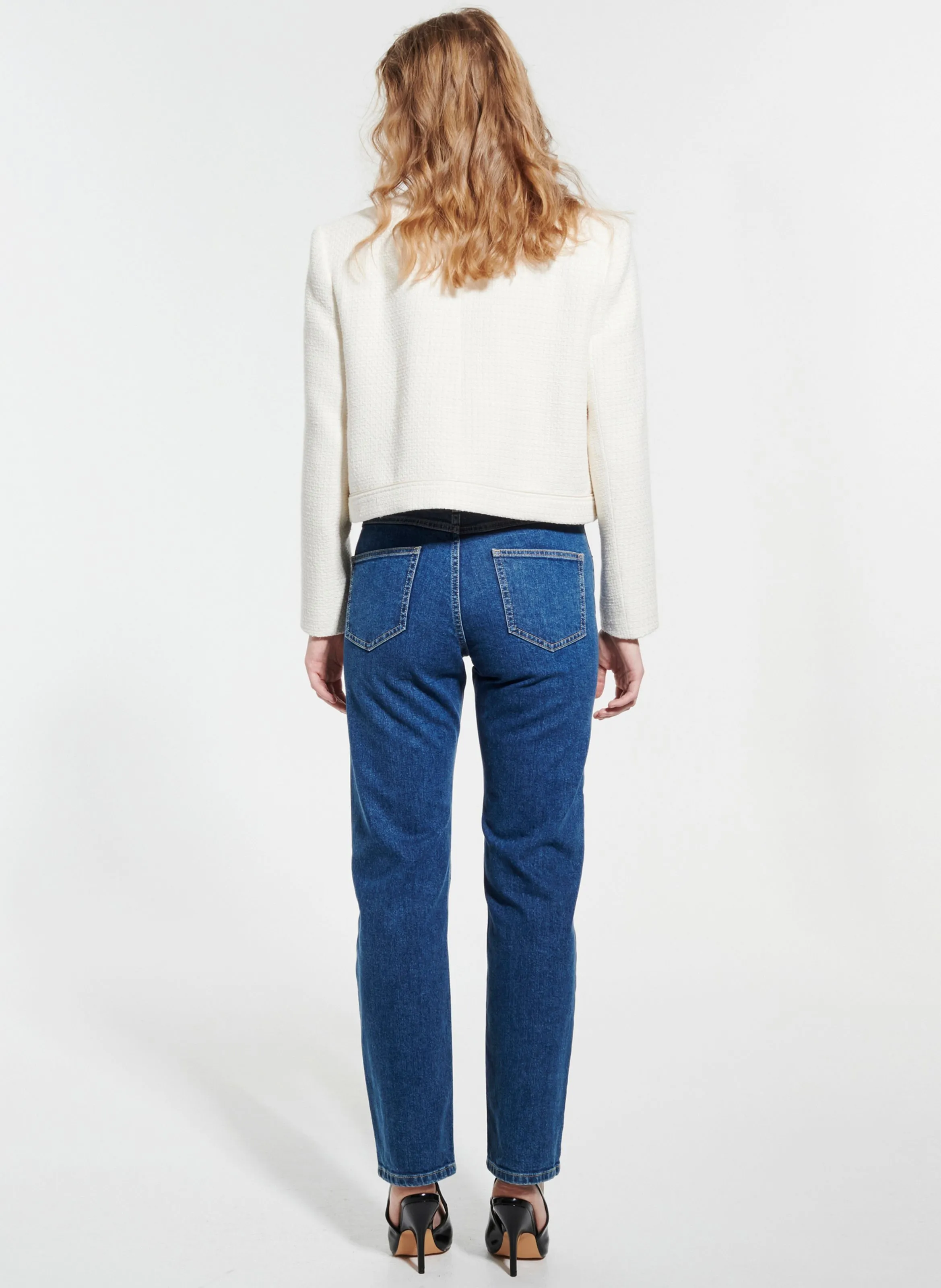VIENNE  CHAQUETA DE TWEED DE MEZCLA DE ALGODóN CON CUELLO CLáSICO EN BLANCO