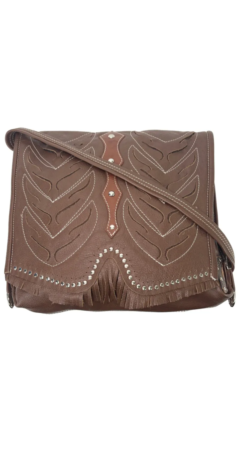 VINTAGE Bandolera Cuero Tachas