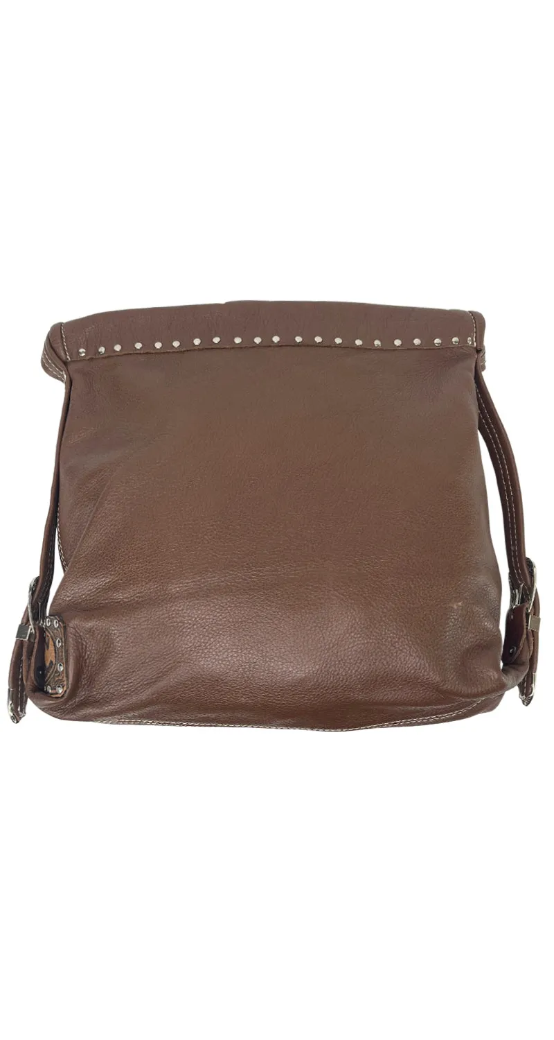 VINTAGE Bandolera Cuero Tachas