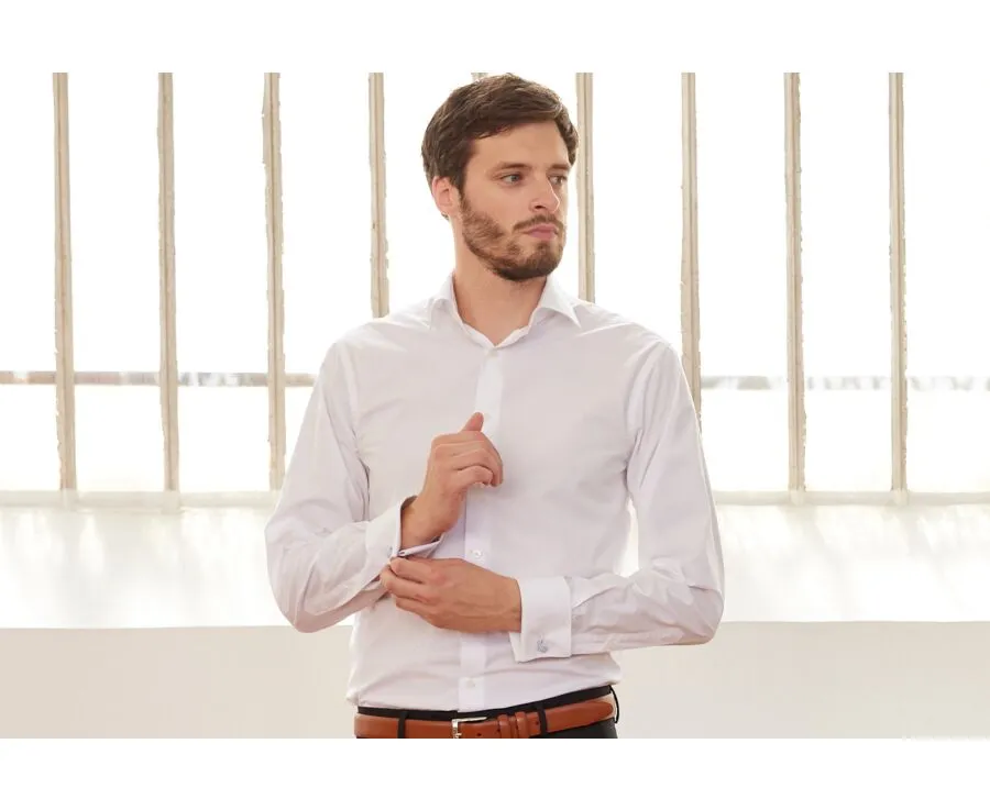 WHITE COTTON SHIRT WITH CUFFLINKS  ALBERTINO CLASSIC