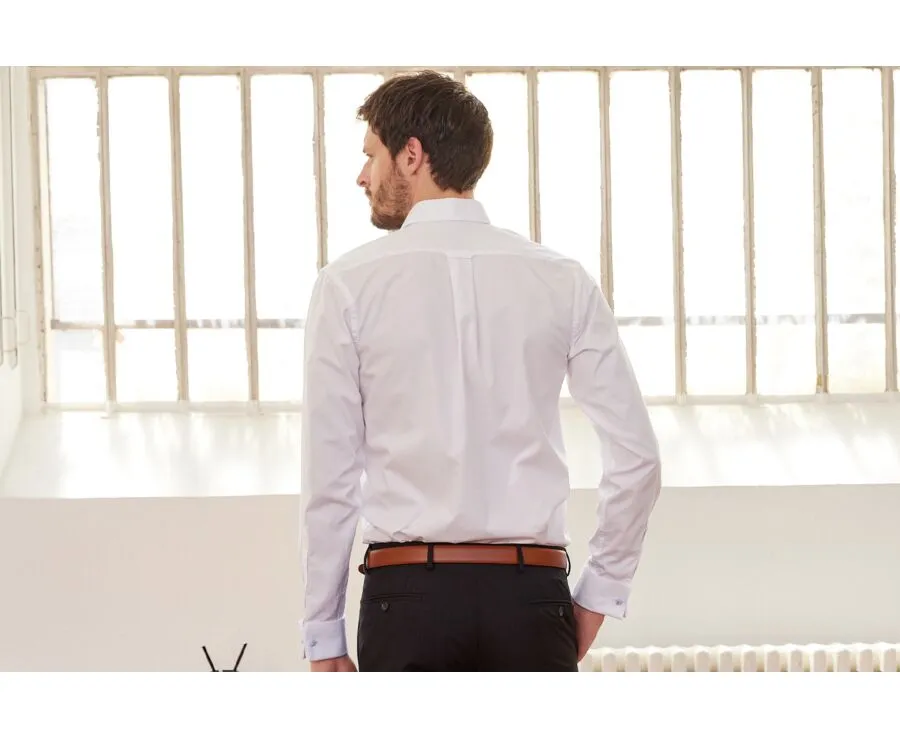 WHITE COTTON SHIRT WITH CUFFLINKS  ALBERTINO CLASSIC