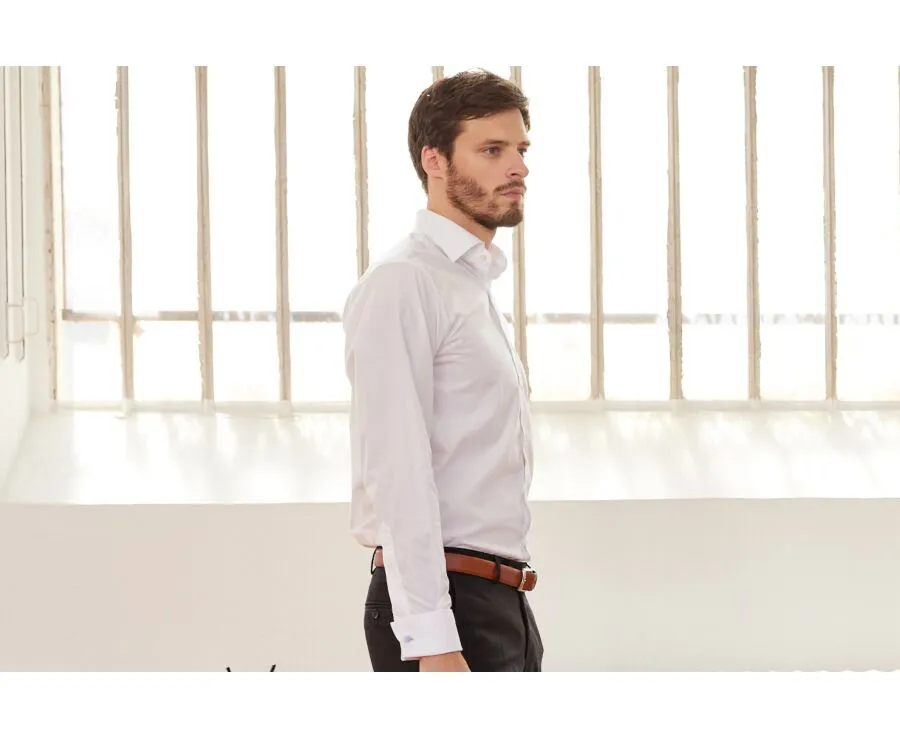 WHITE COTTON SHIRT WITH CUFFLINKS  ALBERTINO CLASSIC