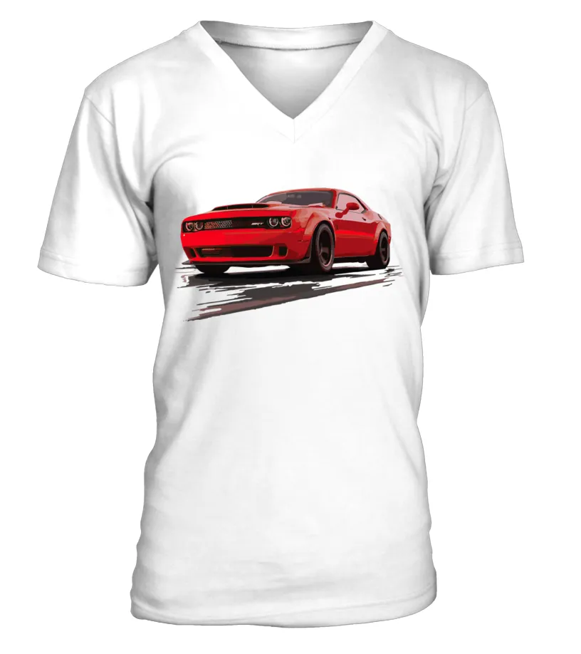 WT. SUPERCHARGED V8 MUSCLE CAR GO MANGO ORANGE CHALLENGER TSHIRT CAMISETA CUELLO EN V UNISEX