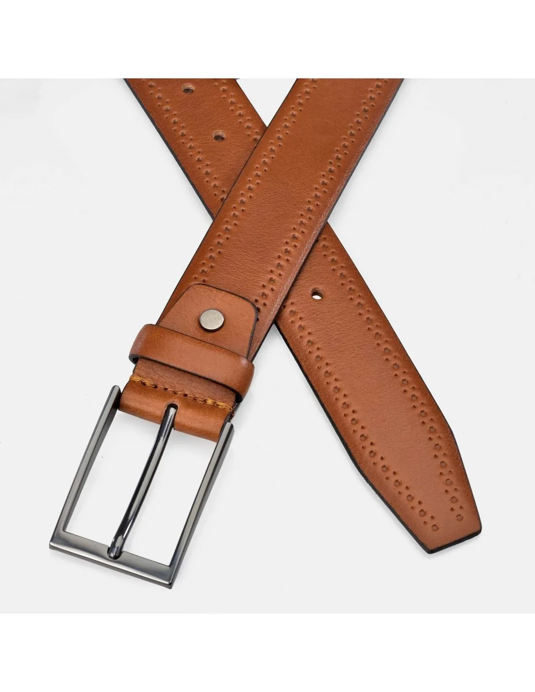 YANKO Cinturón para hombre en piel grabada color cuero