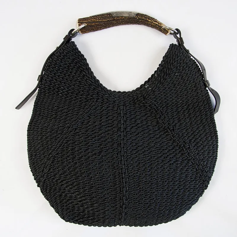 YSL Bolso Mombasa Rafia Negro