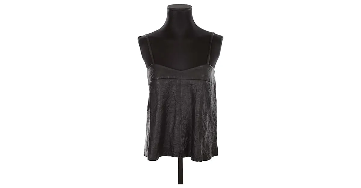 Zadig & Voltaire Top de cuero Negro 