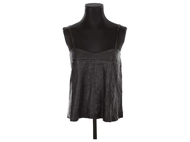 Zadig & Voltaire Top de cuero Negro 