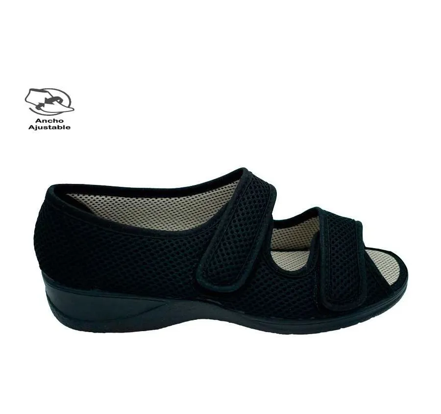 ZAPATILLA ANATÓMICA DOCTOR CUTILLAS 21744 2 VELCROS PLAYERA CALLE DE MUJER REJILLA NEGRO TALONERA CERRADA 26811