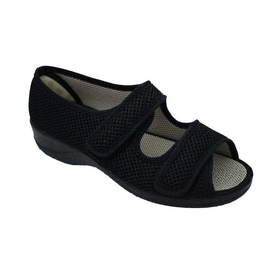 ZAPATILLA ANATÓMICA DOCTOR CUTILLAS 21744 2 VELCROS PLAYERA CALLE DE MUJER REJILLA NEGRO TALONERA CERRADA 26811
