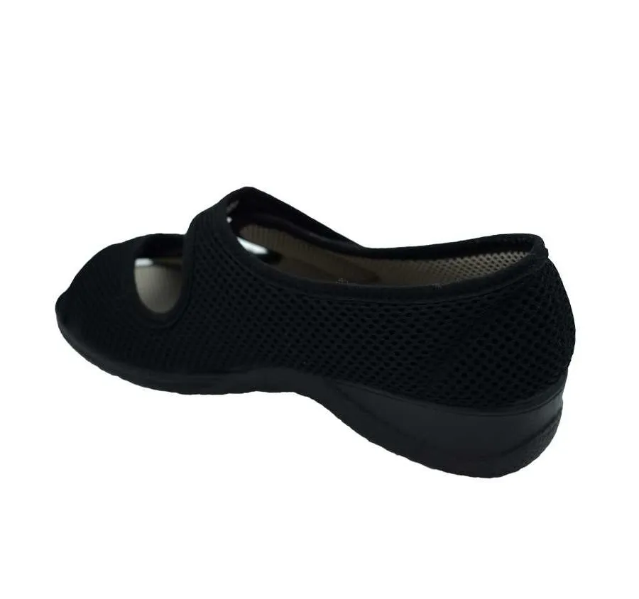 ZAPATILLA ANATÓMICA DOCTOR CUTILLAS 21744 2 VELCROS PLAYERA CALLE DE MUJER REJILLA NEGRO TALONERA CERRADA 26811