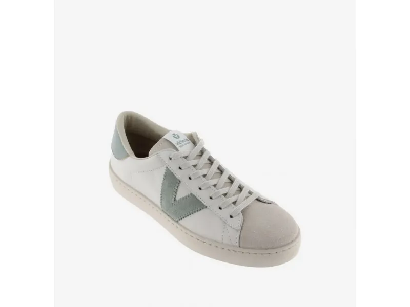ZAPATILLA BERLIN EN PIEL Y SERRAJE 1126142 VICTORIA EN COLOR BLANCOJADE