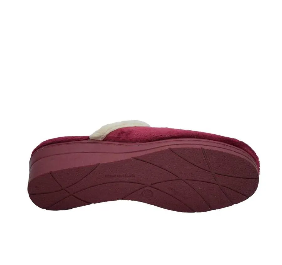 ZAPATILLA CANO CONFORT 455 CHINELA CUÑA DESCALZA PELUCHE BURDEOS MUY CÓMODA PARA MUJER 27339