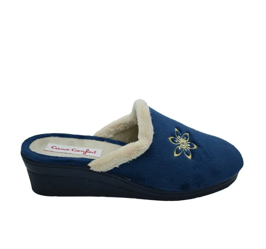 ZAPATILLA CANO CONFORT 455 PELUCHE MARINO DE CASA MUY CÓMODA PARA MUJER 27338
