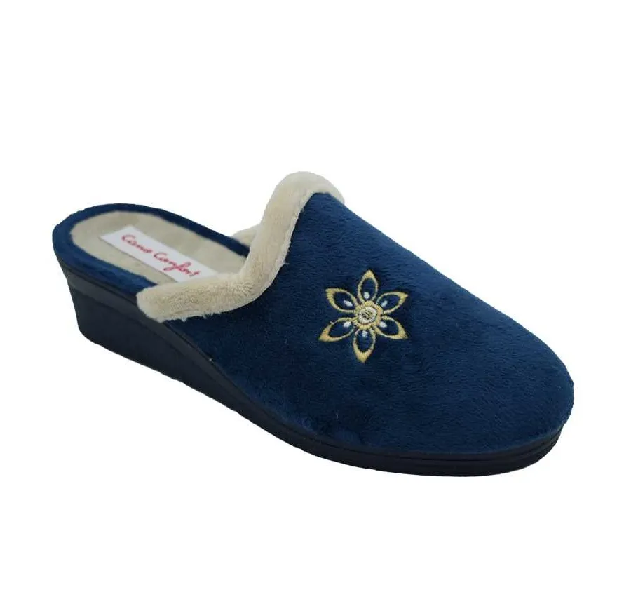 ZAPATILLA CANO CONFORT 455 PELUCHE MARINO DE CASA MUY CÓMODA PARA MUJER 27338