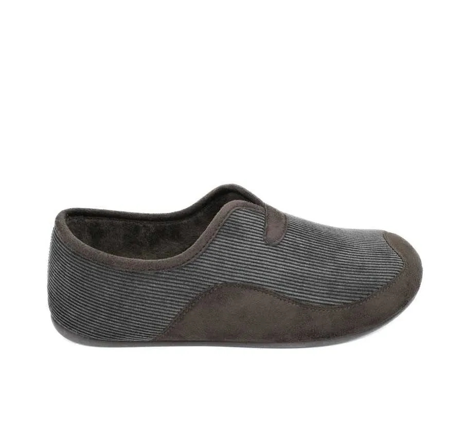 ZAPATILLA CASA DE HOMBRE GARZÓN MUY CÓMODA COPETE PANA CONDOR MARRÓN