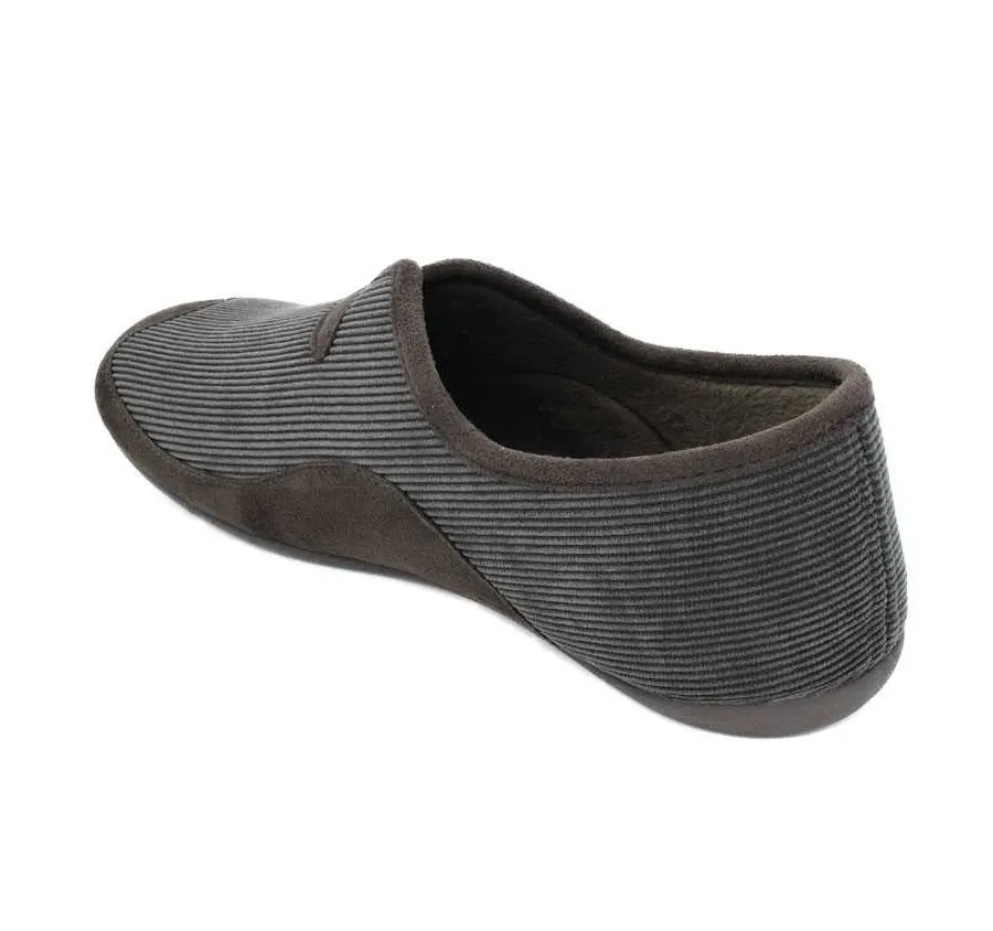 ZAPATILLA CASA DE HOMBRE GARZÓN MUY CÓMODA COPETE PANA CONDOR MARRÓN