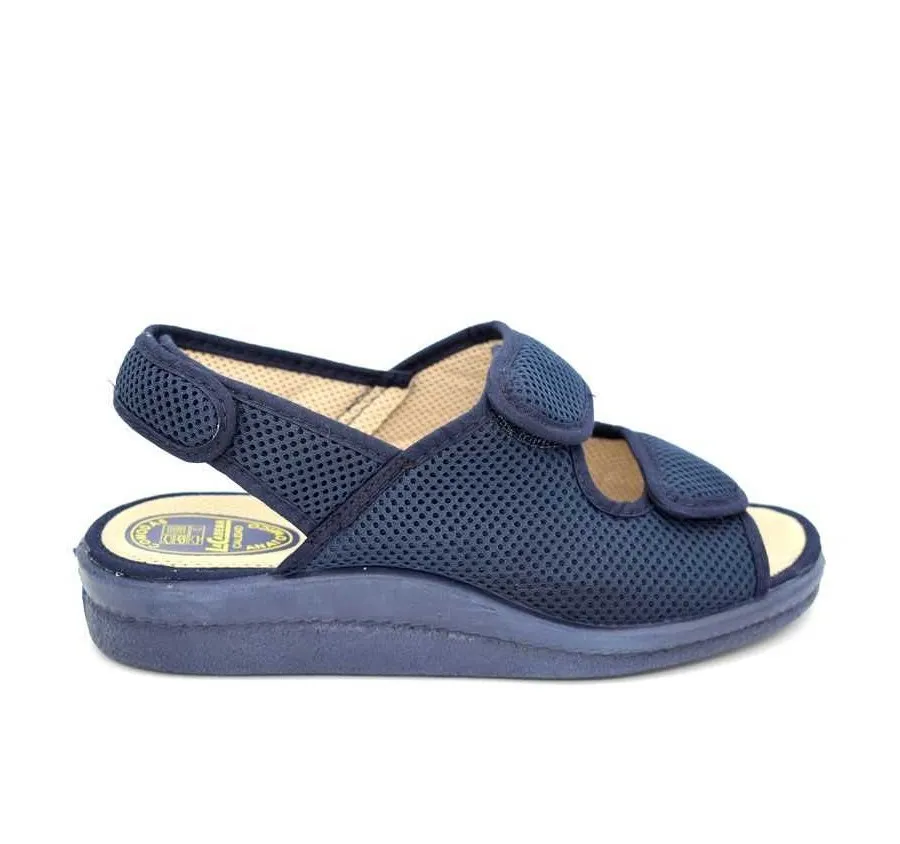 ZAPATILLA DE CALLE PARA MUJER ANATÓMICA VELCROS ANCHO ESPECIAL MARINO