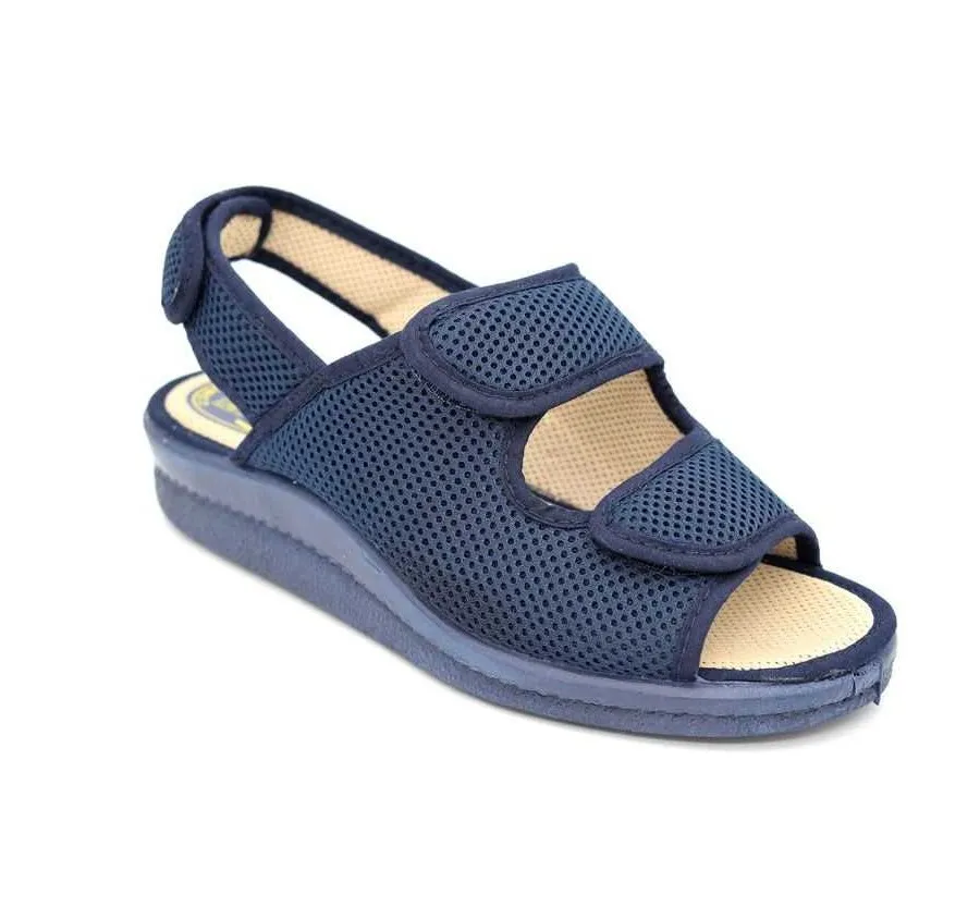 ZAPATILLA DE CALLE PARA MUJER ANATÓMICA VELCROS ANCHO ESPECIAL MARINO