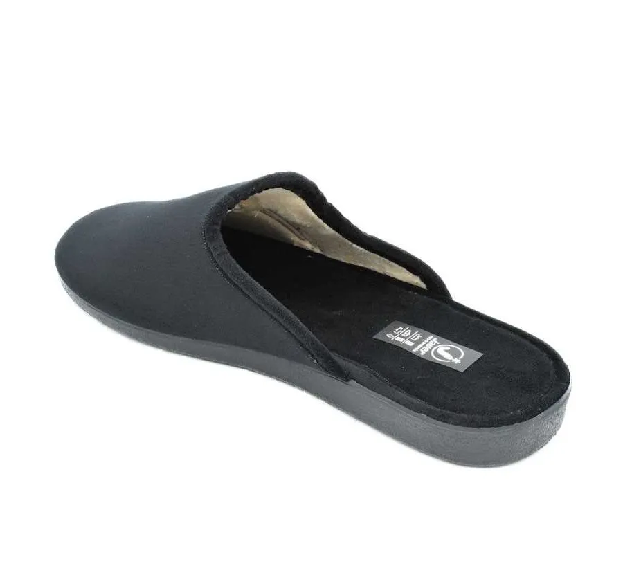 ZAPATILLA DE CASA DESCALZA NEGRO CÓMODA HOMBRE CHINELA ADORNO BORDADO 24258