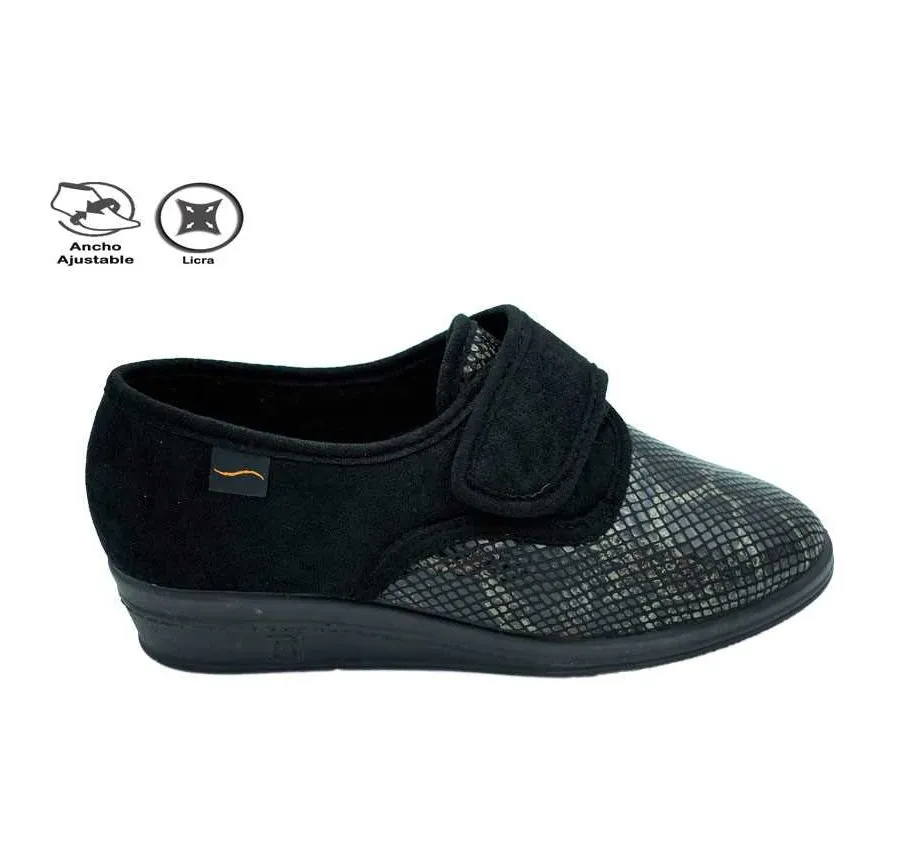 ZAPATILLA DE CASA DOCTOR CUTILLAS 9458 ORTOPÉDICA DE MUJER LICRA NEGRO 23456