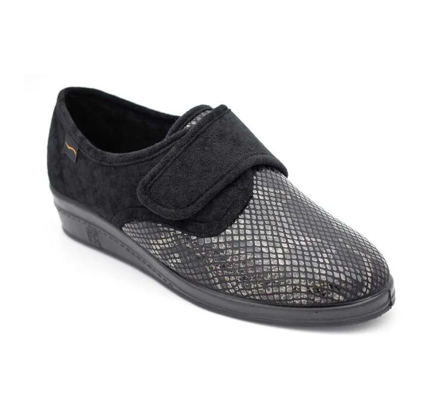 ZAPATILLA DE CASA DOCTOR CUTILLAS 9458 ORTOPÉDICA DE MUJER LICRA NEGRO 23456
