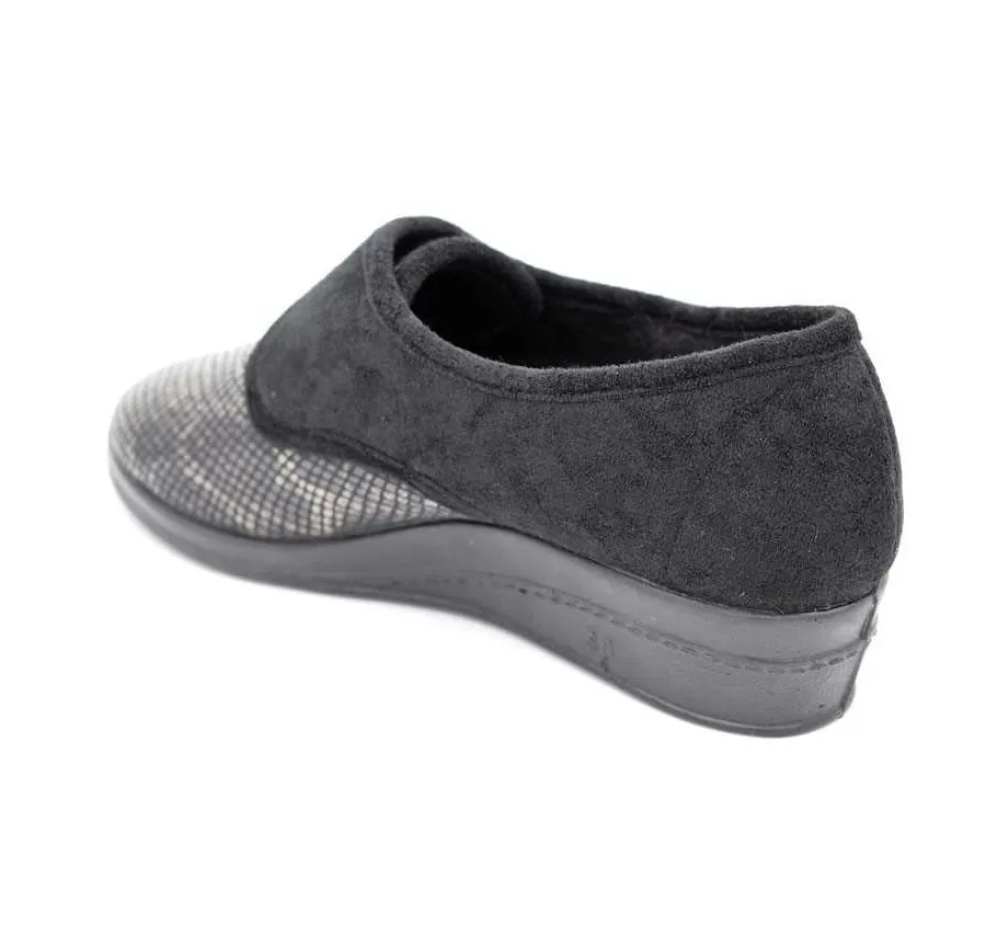 ZAPATILLA DE CASA DOCTOR CUTILLAS 9458 ORTOPÉDICA DE MUJER LICRA NEGRO 23456