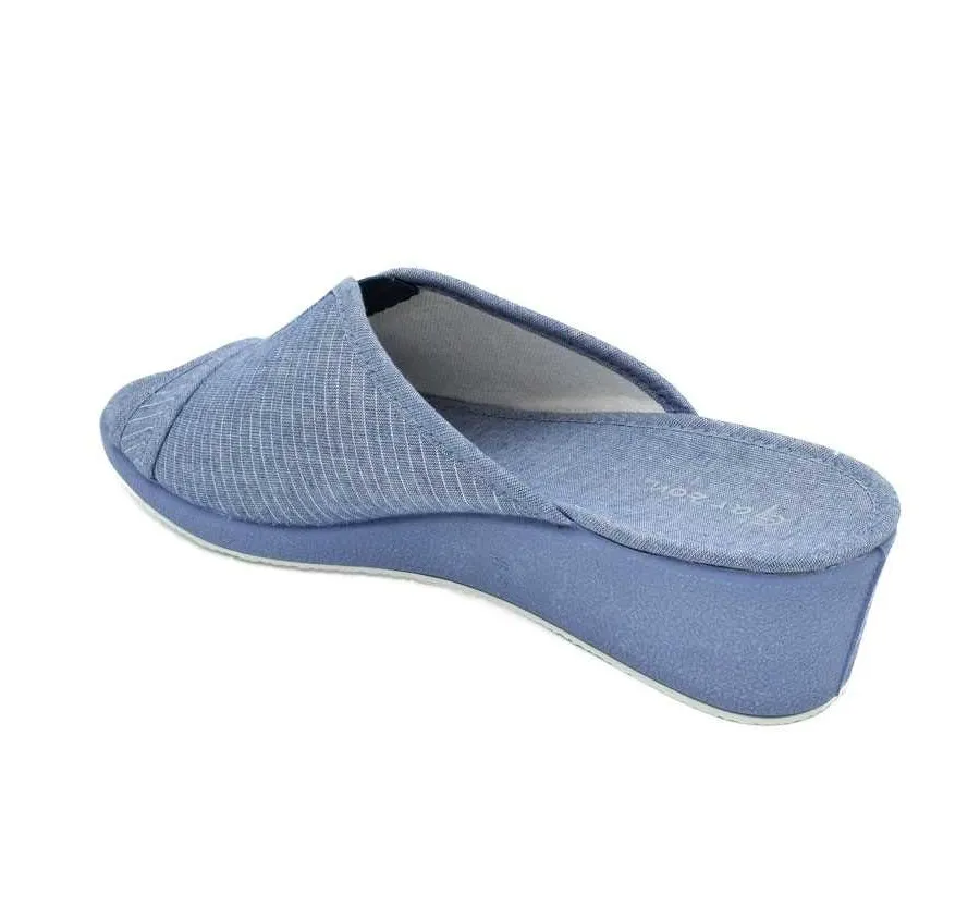 ZAPATILLA DE GARZÓN DE MUJER ELÁSTICO CENTRAL TELA RAYAS METAL ÍNDIGO