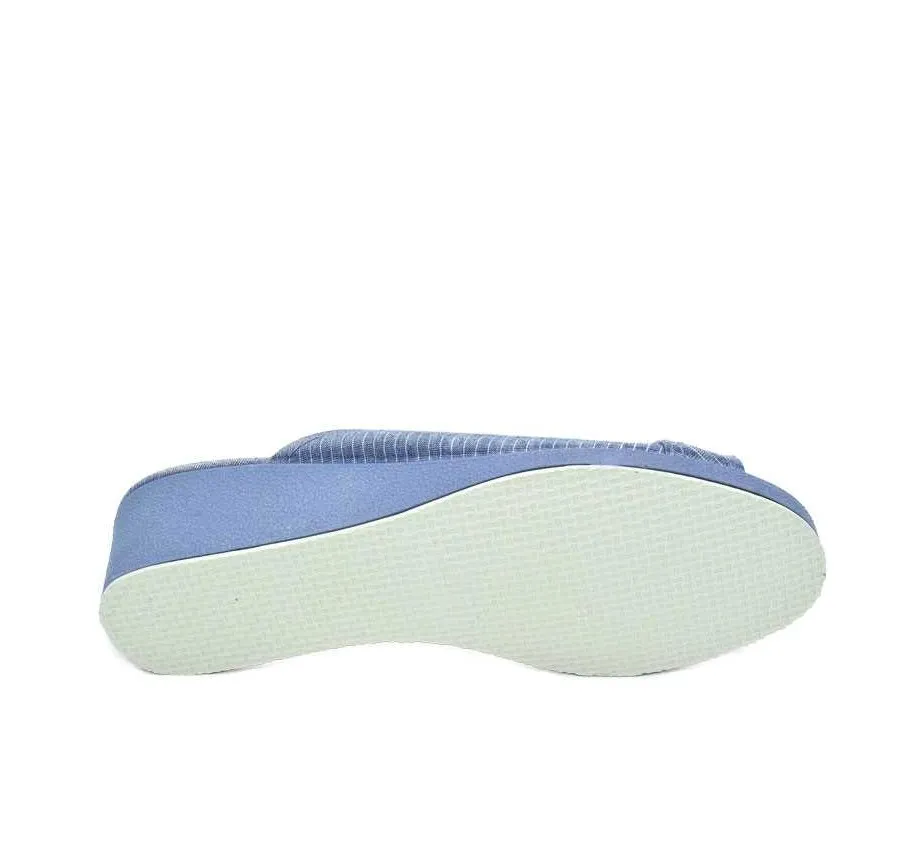 ZAPATILLA DE GARZÓN DE MUJER ELÁSTICO CENTRAL TELA RAYAS METAL ÍNDIGO