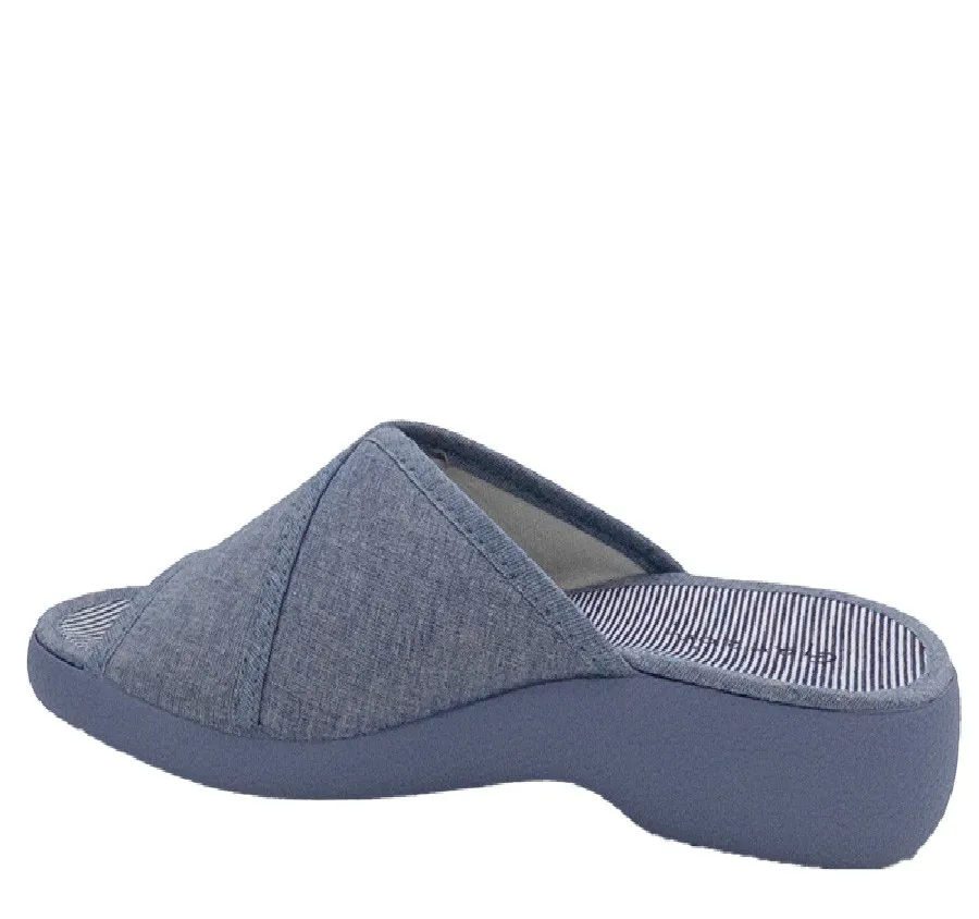 ZAPATILLA GARZÓN 3259.119 DE CASA DE MUJER CHINELA DESCALZA CRUZADA TELA ÍNDIGO 21454