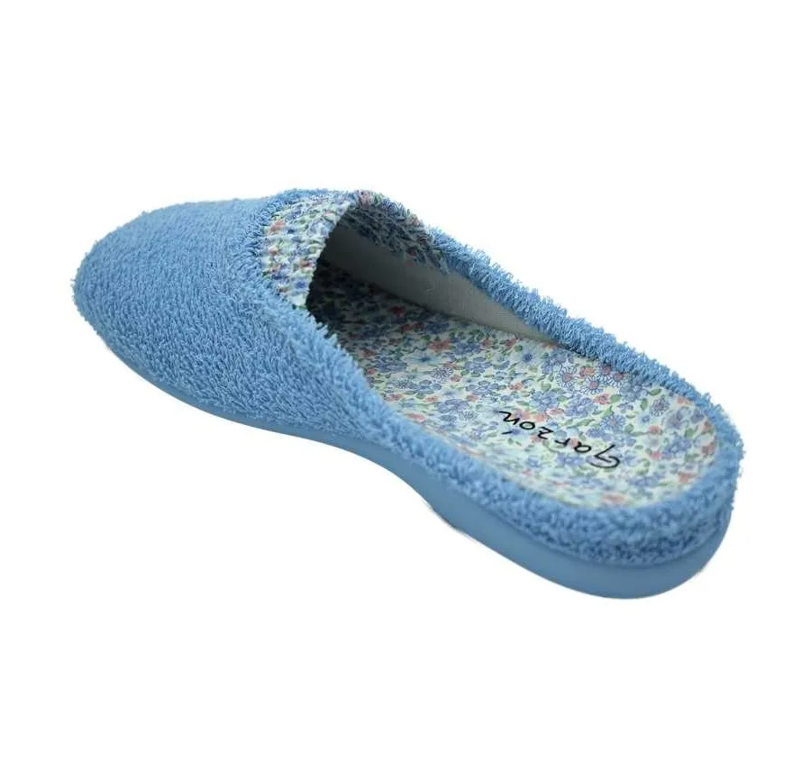 ZAPATILLA GARZÓN 7297 DE CASA ELÁSTICO DE MUJER RIZO CELESTE CÓMODA  26175