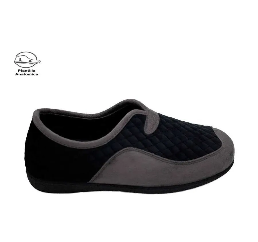 ZAPATILLA GARZÓN HOMBRE CÓMODA TEXTIL NEGRO PLANTILLA ACOLCHADA MEMORY