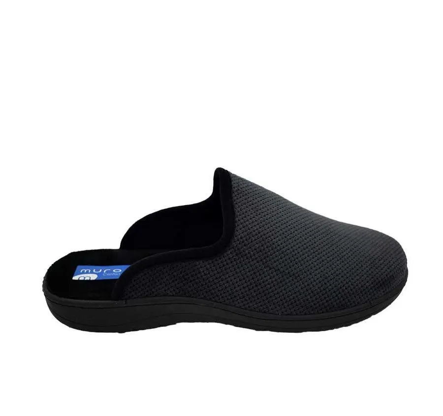 ZAPATILLA MURO CASA HOMBRE CÓMODO TEXTIL ANTRACITA PLANTA ACOLCHADA