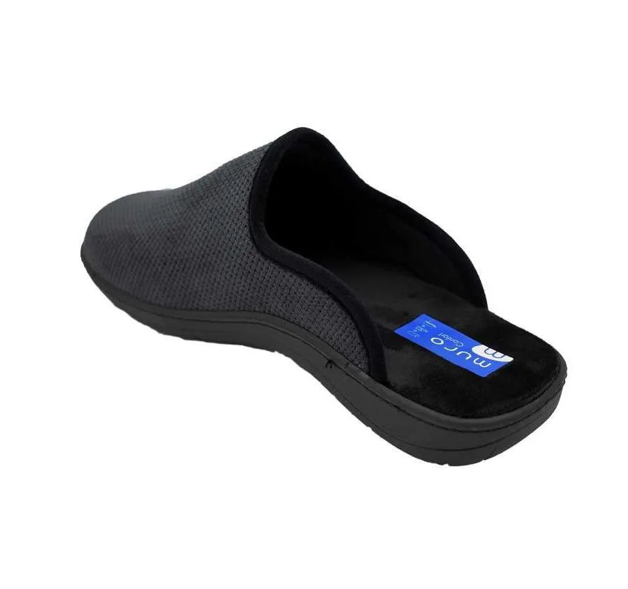 ZAPATILLA MURO CASA HOMBRE CÓMODO TEXTIL ANTRACITA PLANTA ACOLCHADA