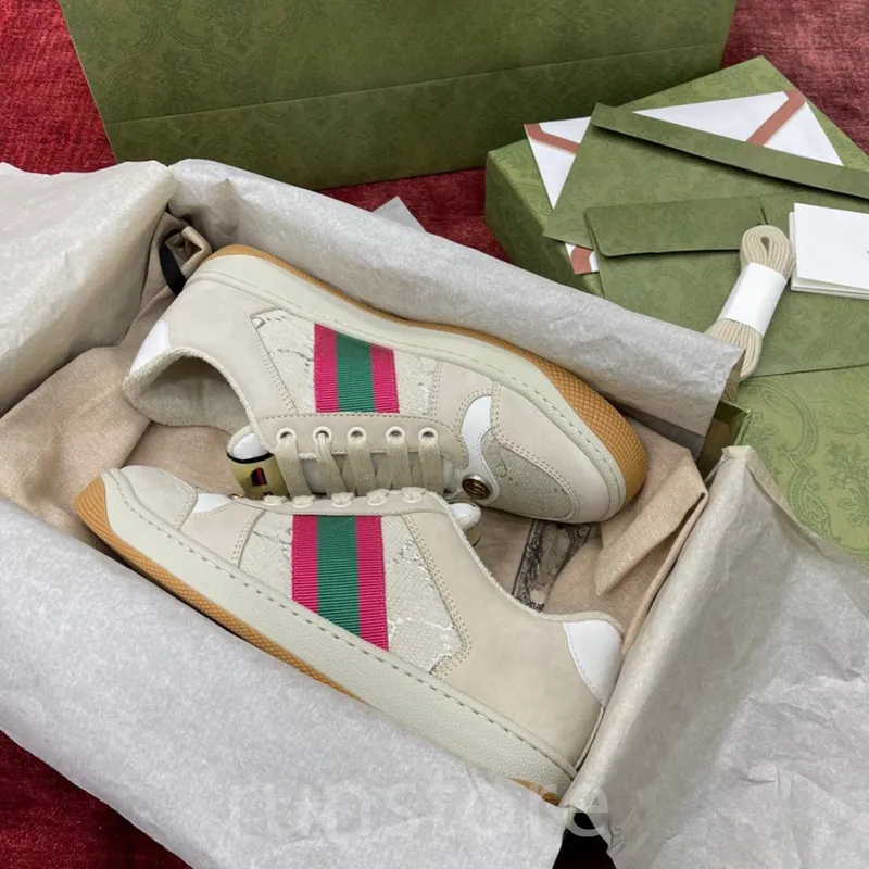 Zapatillas de diseño zapatillas zapatillas para hombres entrenadores para mujer rayas de cuero retro de cuero de lujo pareja vin