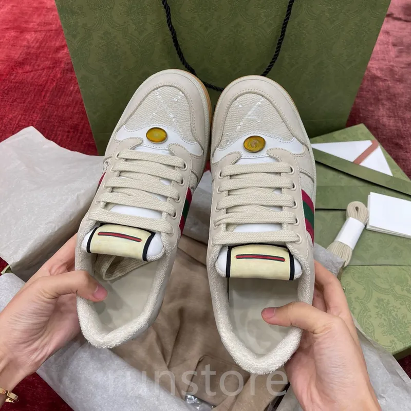 Zapatillas de diseño zapatillas zapatillas para hombres entrenadores para mujer rayas de cuero retro de cuero de lujo pareja vin