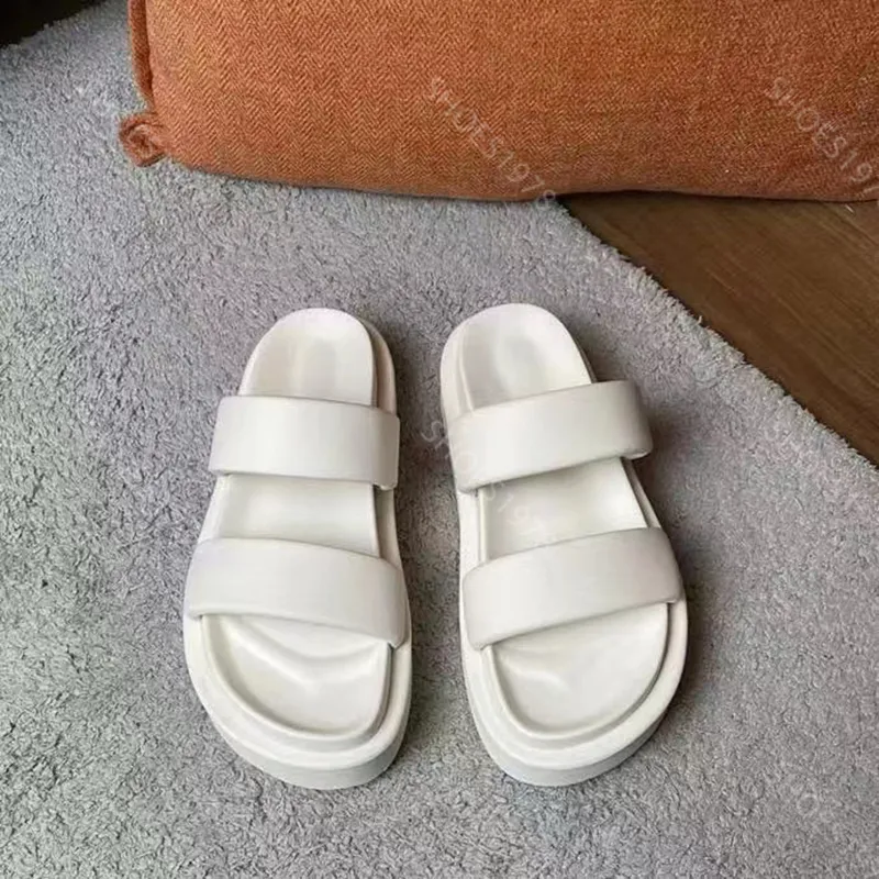 Zapatillas novedosas Zapatos para mujer Diapositivas Sandalias casuales Cuero suave Cómodo Matsuke Suela gruesa Sandalias de pla