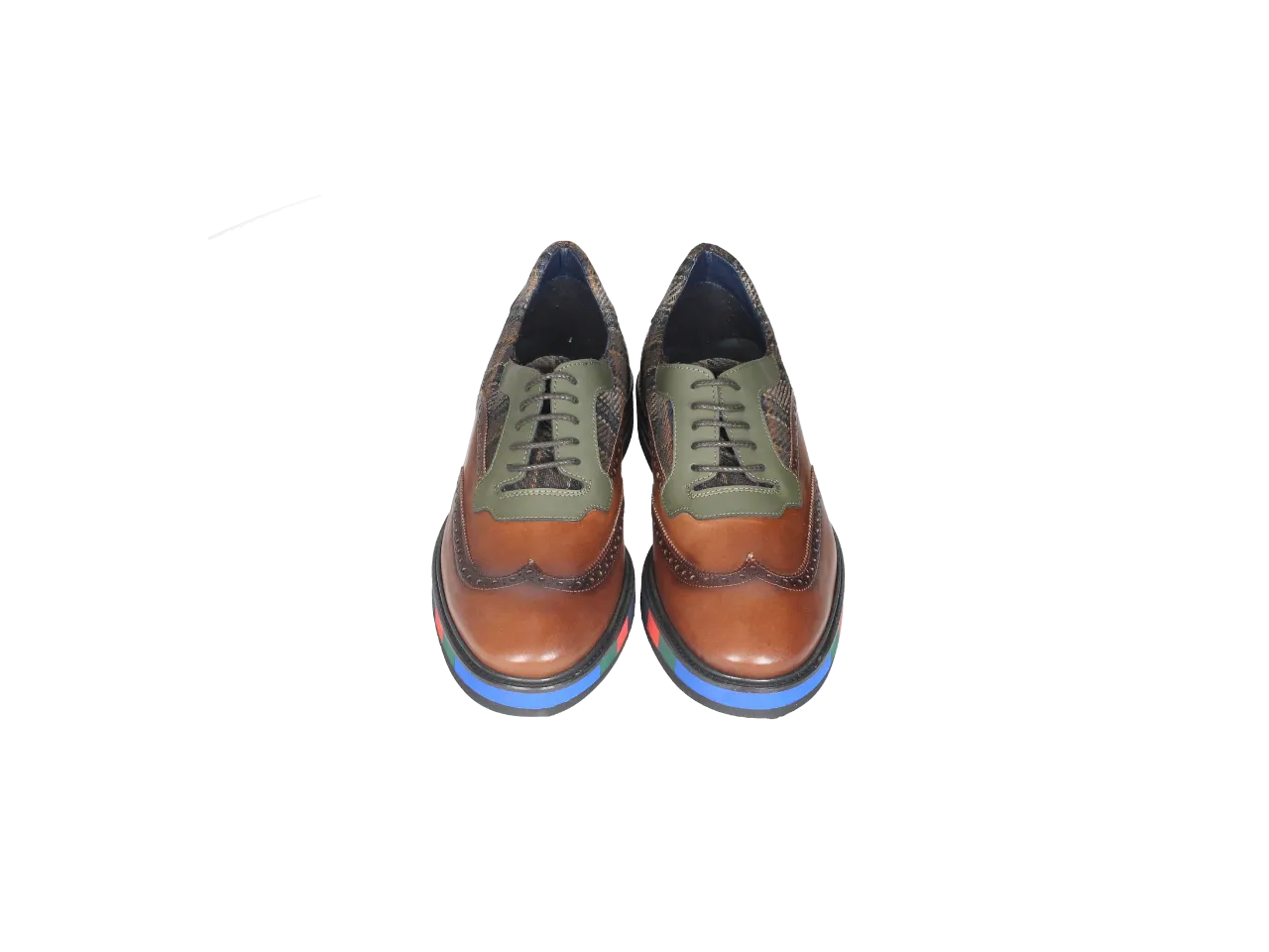 Zapato Cordon Piel Cuero Pala Vega Cuello Escoces Piso Azul