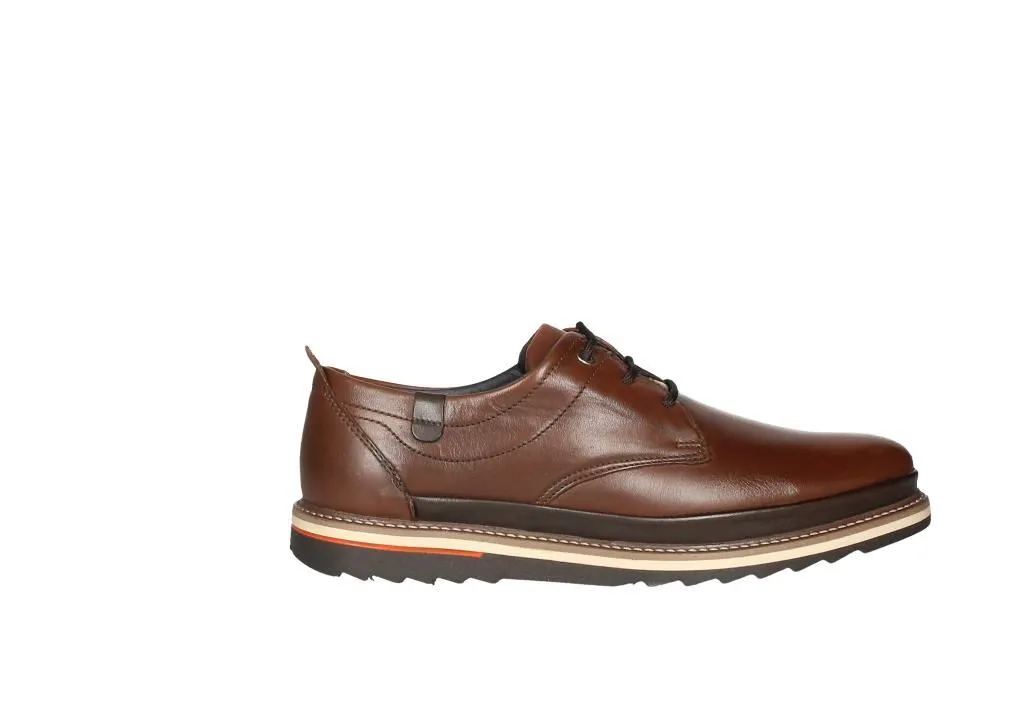 Zapato Cordon Piel Cuero Piso Goma Cerco Pespuntes Beig