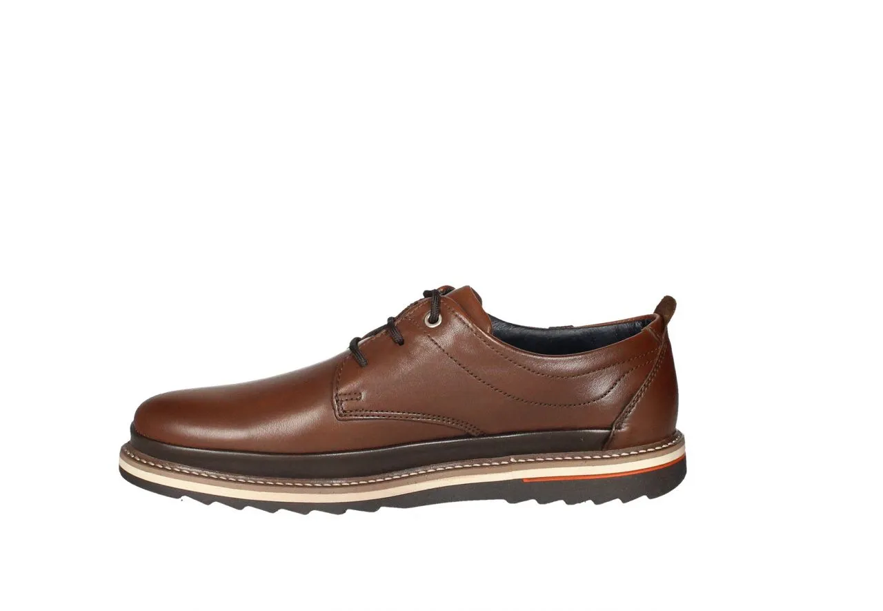 Zapato Cordon Piel Cuero Piso Goma Cerco Pespuntes Beig