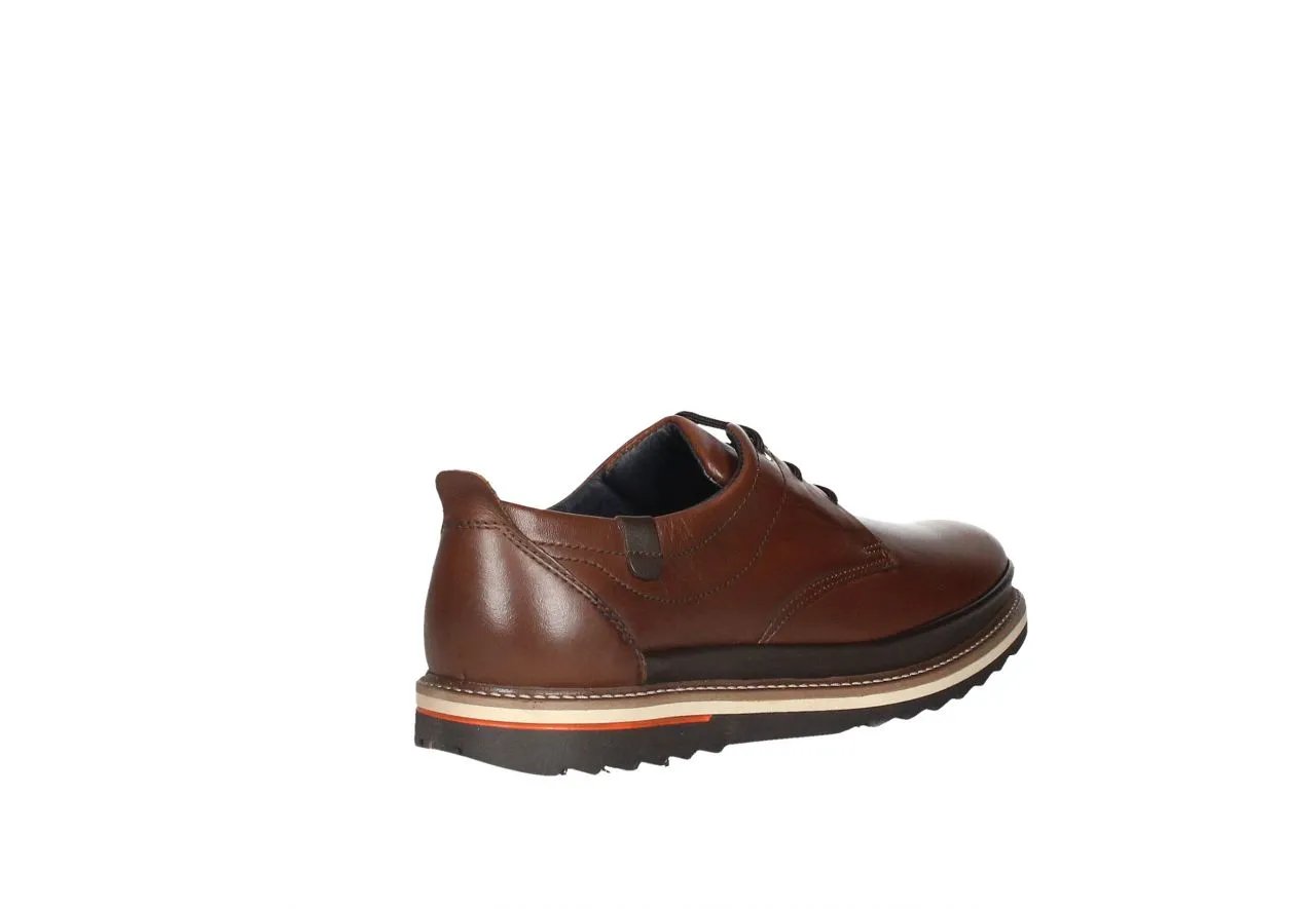 Zapato Cordon Piel Cuero Piso Goma Cerco Pespuntes Beig