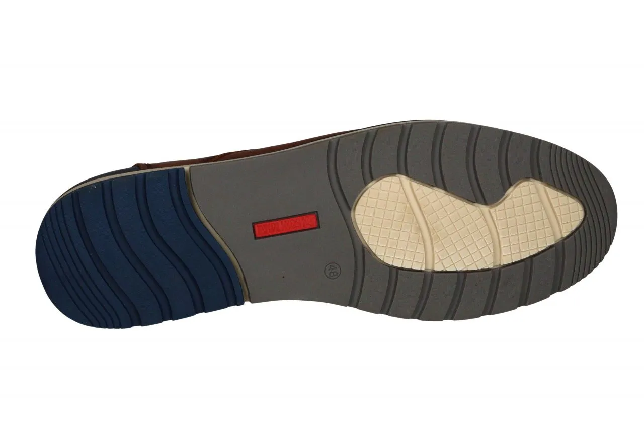 Zapato Cordon Piel Cuero Talon Azul Cuello Burdeos