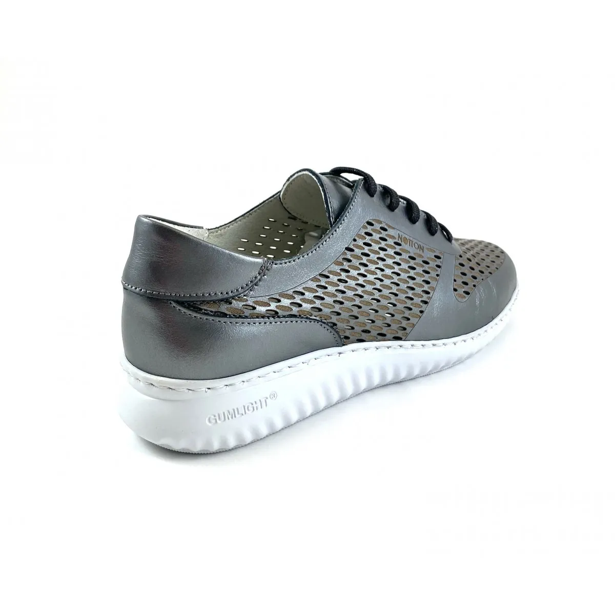 Zapato deportivo Notton de piel mujer, plomo N3105
