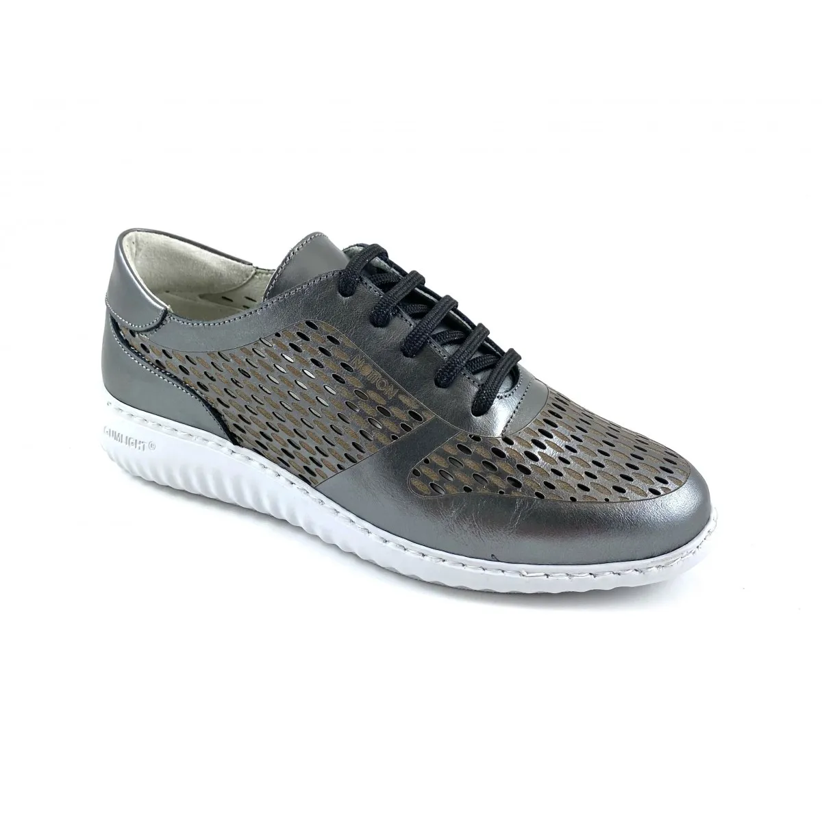 Zapato deportivo Notton de piel mujer, plomo N3105